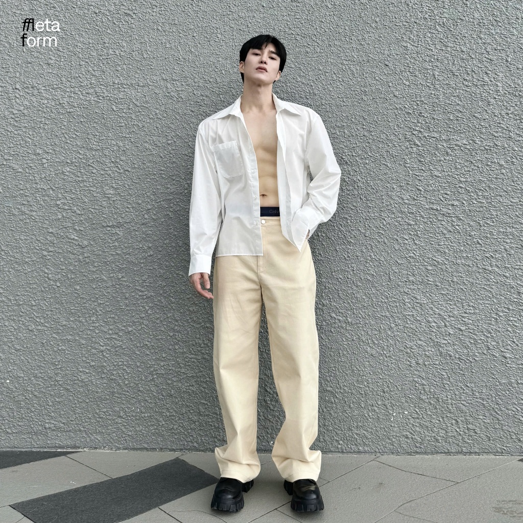Quần dài jean nam, quần baggy nam ống suông rộng MetaForm dáng đứng chất liệu jean dày dặn cao cấp