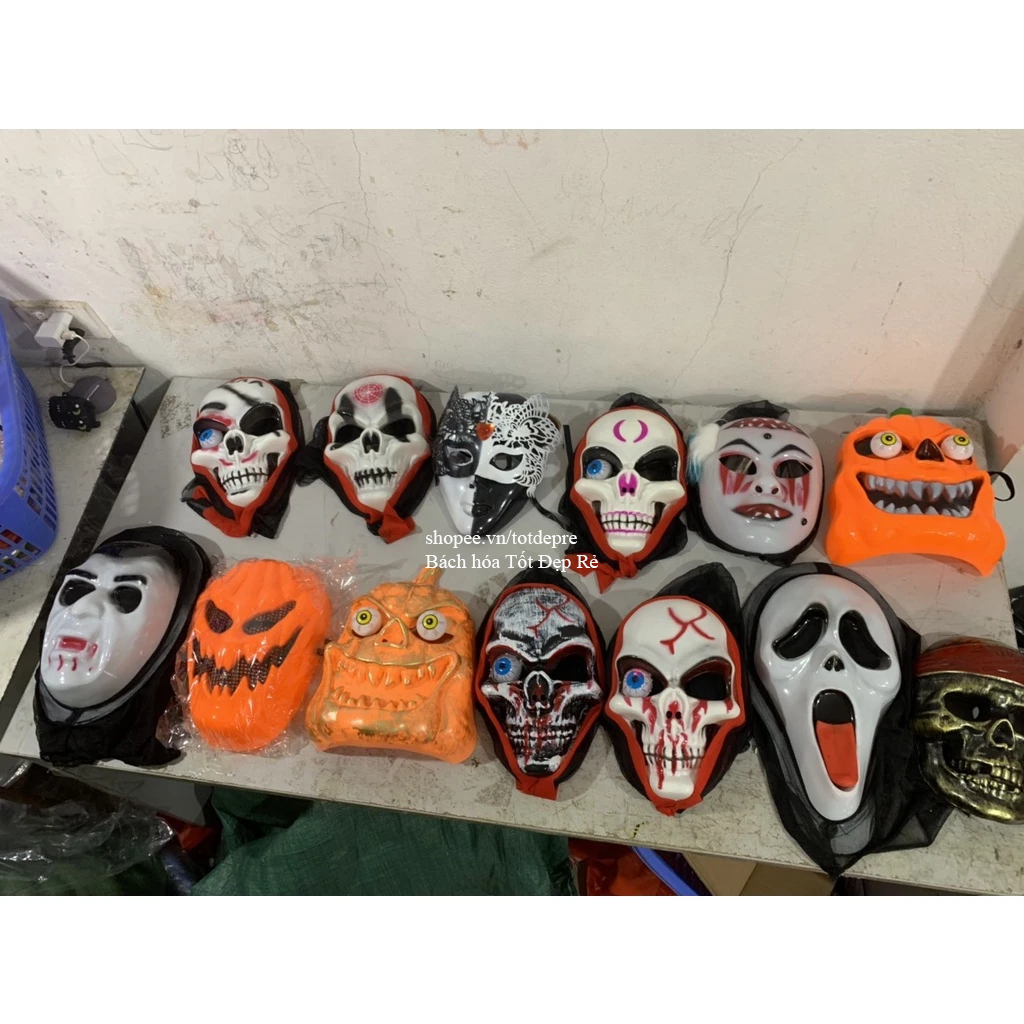 Mặt nạ Halloween đẹp có đèn LED vải chùm đầu hoặc mặt nạ trơn
