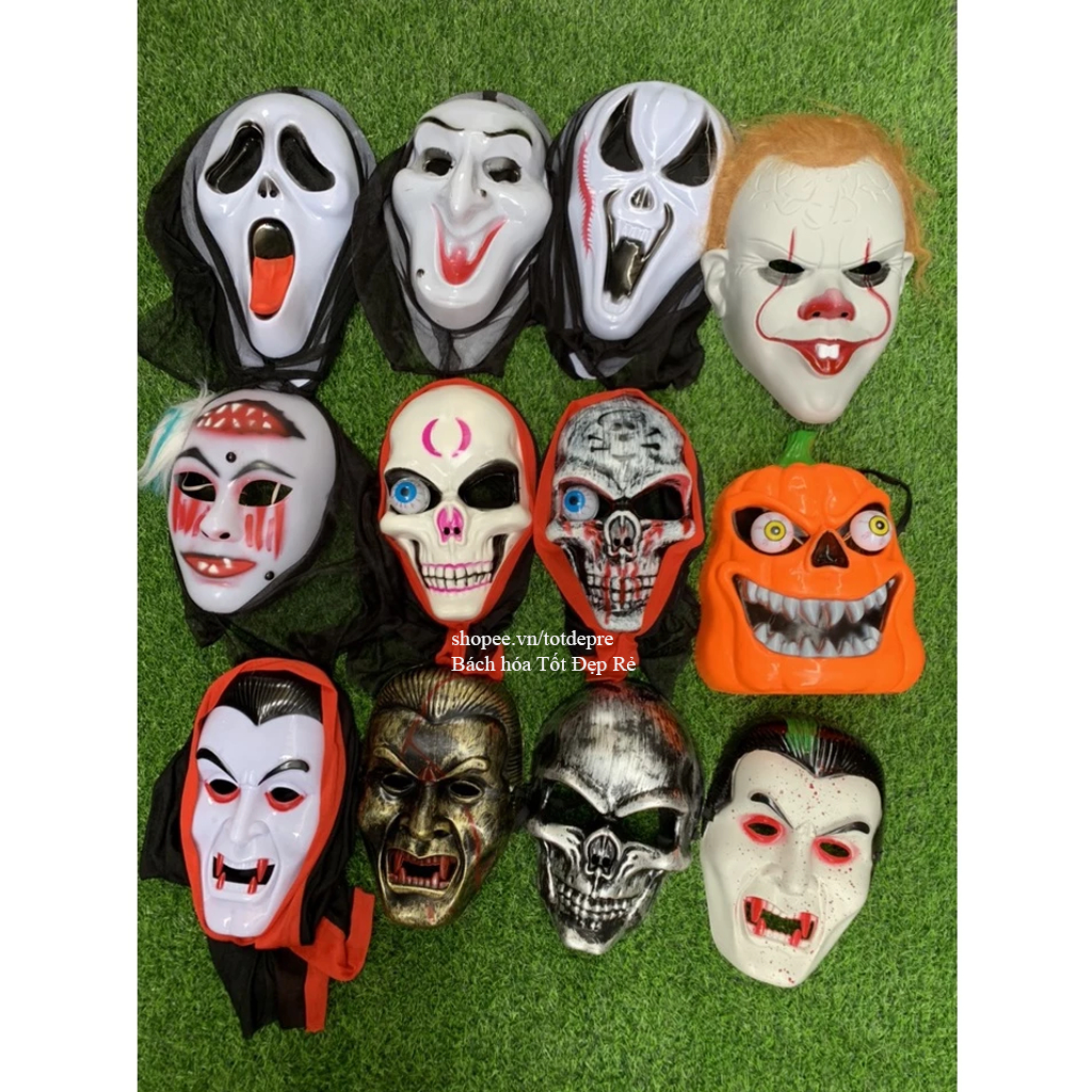 Mặt nạ Halloween đẹp có đèn LED vải chùm đầu hoặc mặt nạ trơn