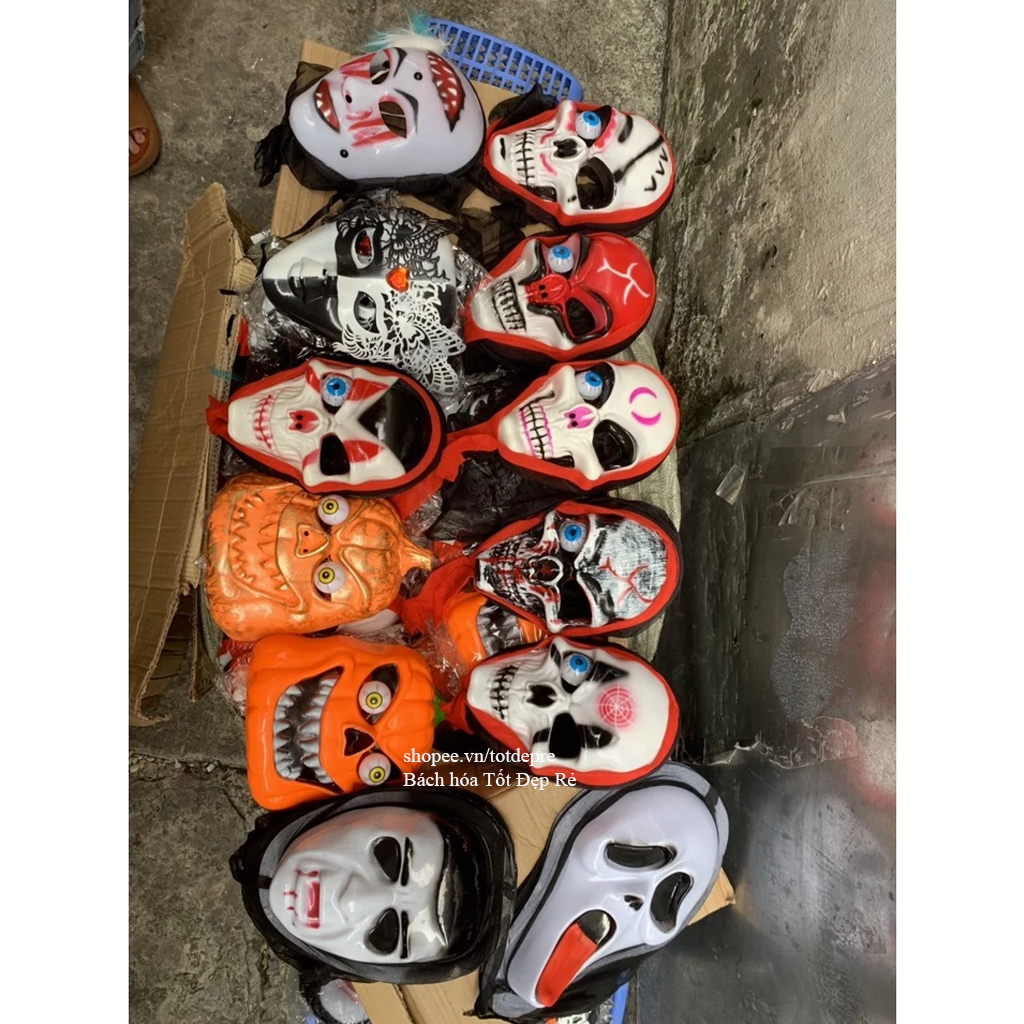 Mặt nạ Halloween đẹp có đèn LED vải chùm đầu hoặc mặt nạ trơn