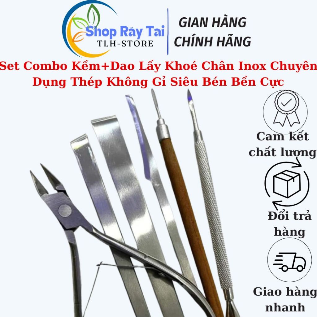 Set Combo Kềm+Dao Lấy Khoé Chân Inox Chuyên Dụng Thép Không Gỉ Siêu Bén ...