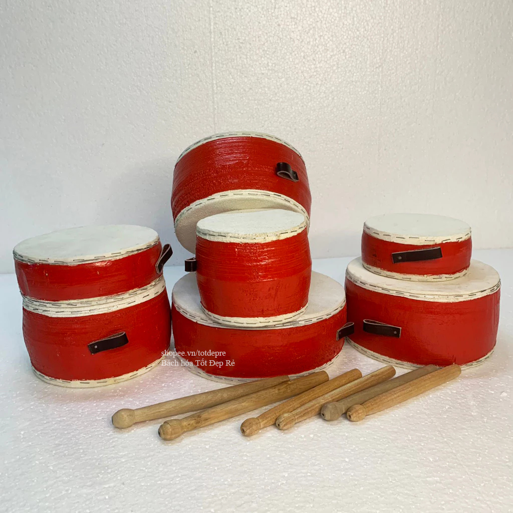 Kèm dùi - Trống da trâu trung thu truyền thống , trống múa lân dân gian , hàng tốt tiếng vang da bền