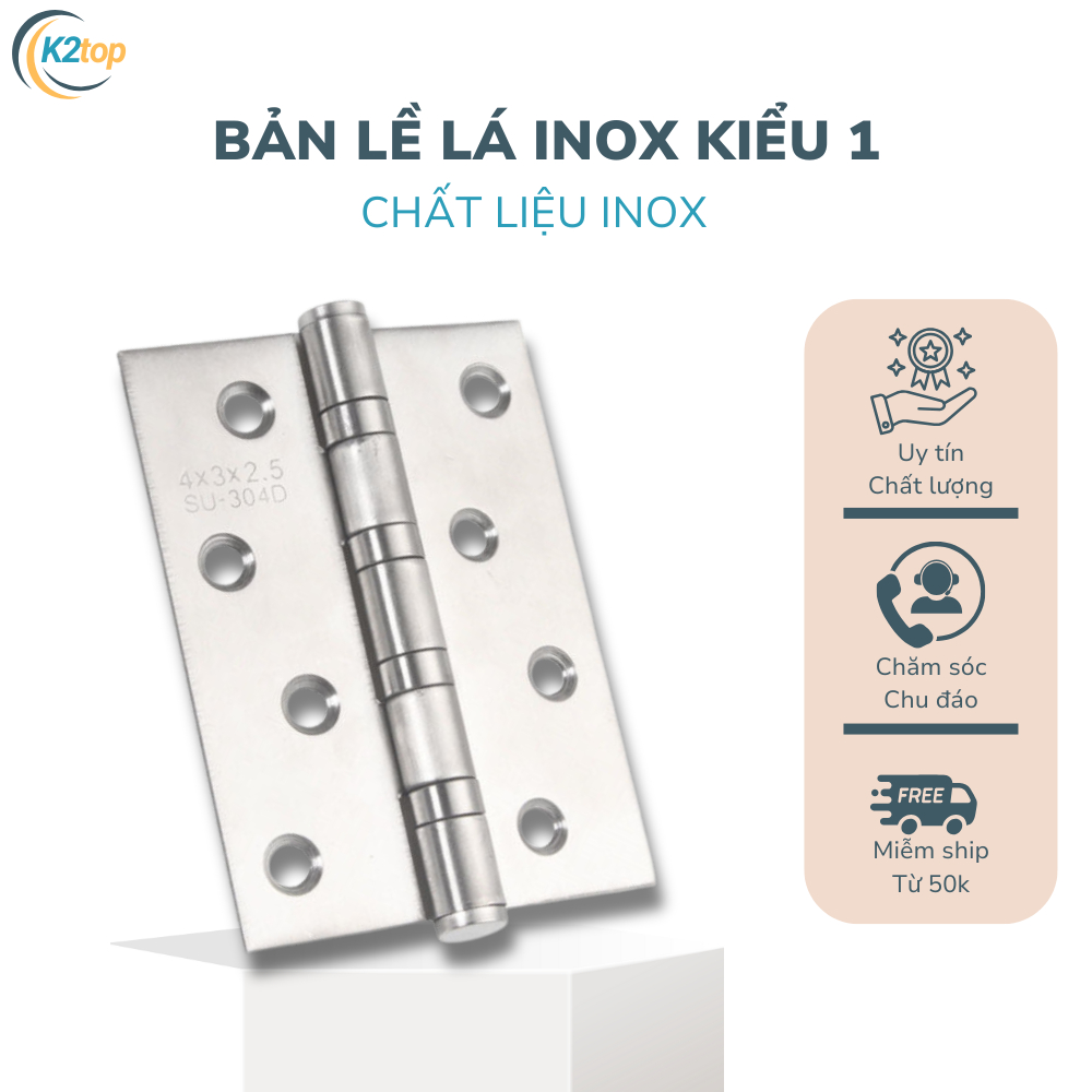 Bản Lề, Bản Lề Lá Inox Kiểu 1 Độ Bền Tối Ưu, Bảo Hành 12 Tháng