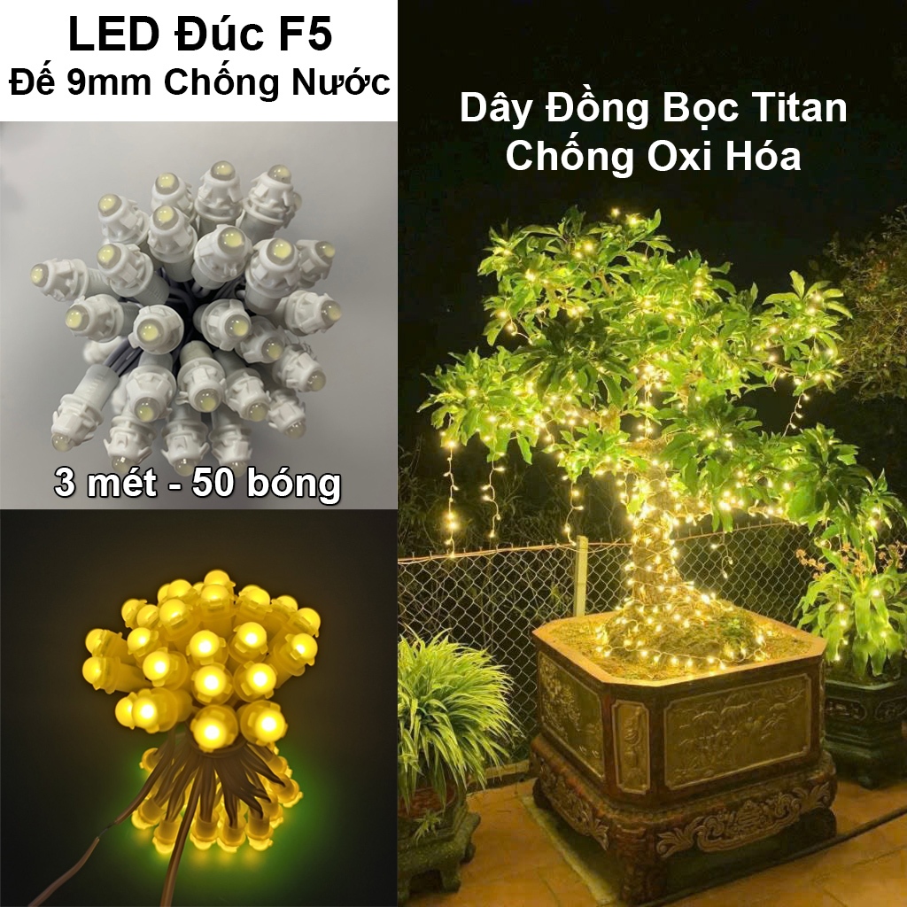 Đèn Led Đúc F5 12V Quấn Cây, Dây LED Trang Trí F5 Đế 9mm Chống Nước Màu ...