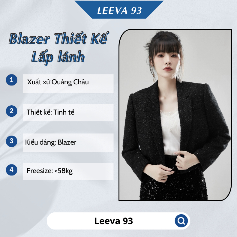 Áo blazer dáng lửng thiết kế lấp lánh sang chảnh phong cách Hàn Quốc - FB9