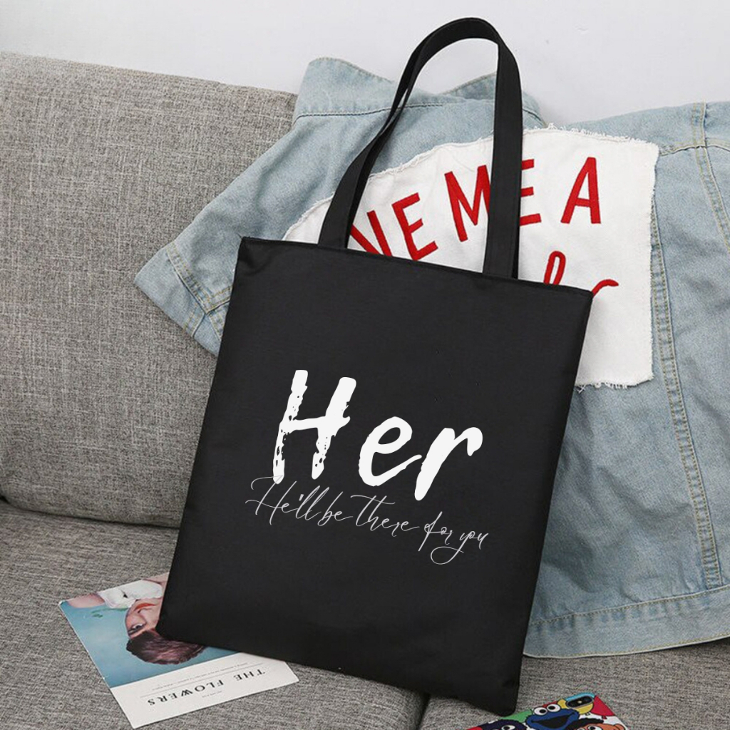 Túi tote màu đen, màu chữ đơn giản, túi tote vải canvas thời trang đựng đồ LAPTOP đi chơi đi học thời trang totb04