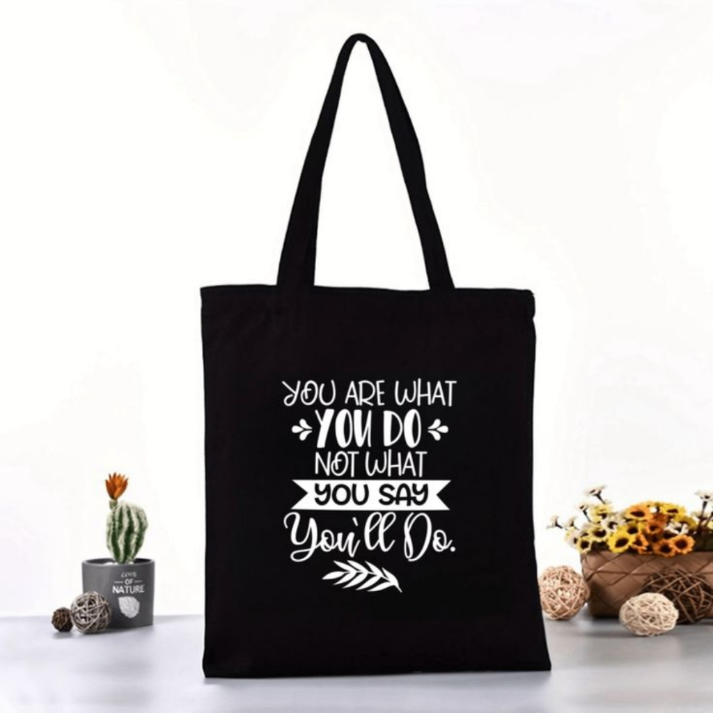 Túi tote màu đen, màu chữ đơn giản, túi tote vải canvas thời trang đựng đồ LAPTOP đi chơi đi học thời trang totb04