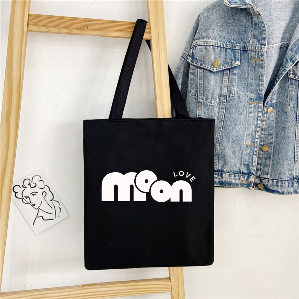 Túi tote màu đen, màu chữ đơn giản, túi tote vải canvas thời trang đựng đồ LAPTOP đi chơi đi học thời trang totb04