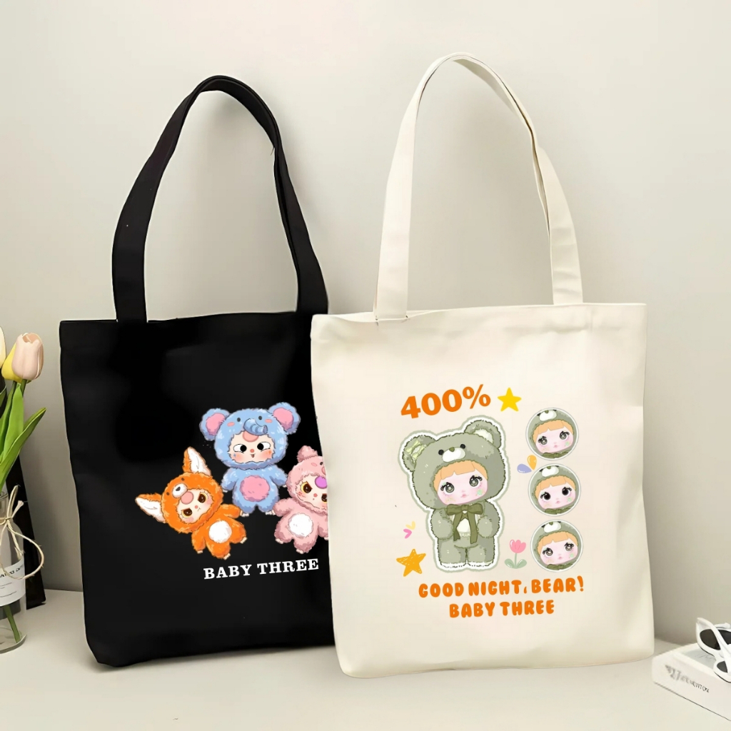 [HOT TREND] Túi Bayby Three túi tote màu đen trắng vải canvas thời trang đựng đồ LAPTOP đi chơi đi học totb022