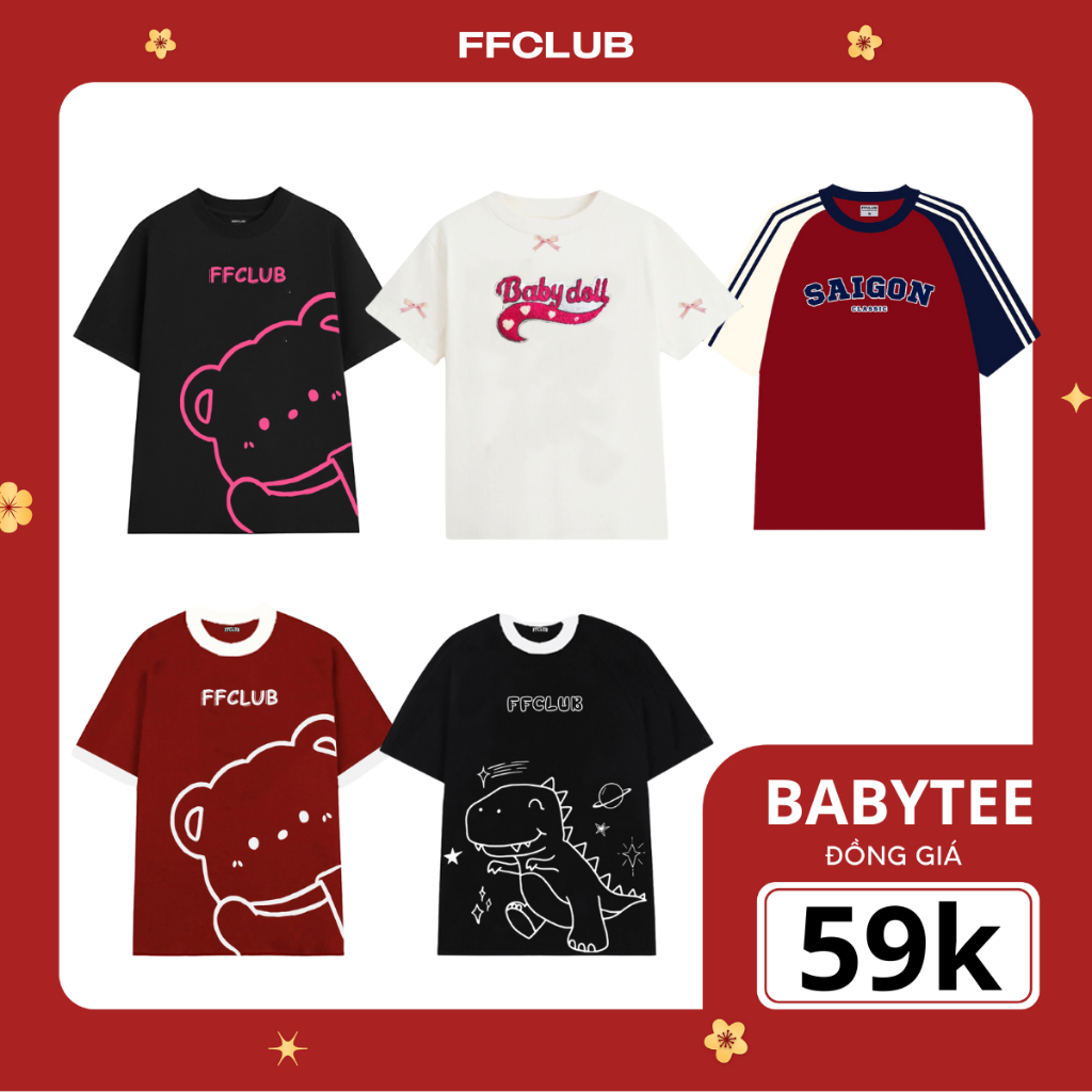 ÁO THUN BABY TEE FFCLUB MIX 3 - ÁO THUN FORM TRENDY UNISEX