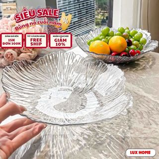 Đĩa Nhựa Trong Suốt Bông Hoa Tinh Tế, Khay Đựng Hoa Quả Bày Tết Sang Trọng, Khay Đựng Mứt