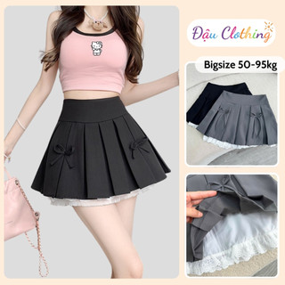 Chân Váy Bigsize Nữ Dáng Tennis Xếp Ly Ngăn 2 Lớp Phối Ren Dễ Thương Cho Chubby CV419