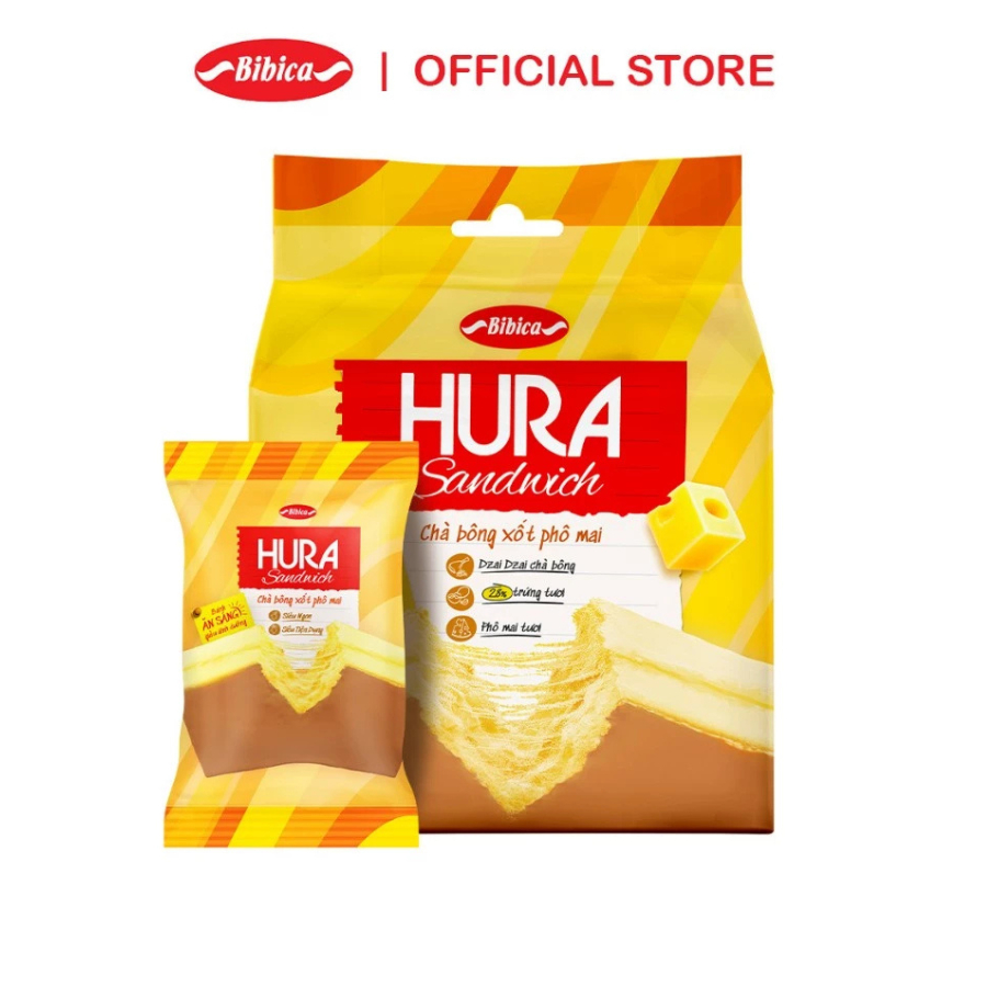 Ảnh Bánh Hura Sandwich Chà Bông Bibica 90g - Bánh ăn sáng dinh dưỡng siêu ngon & tiện lợi 1