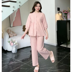 Larosa Đồ Bộ Bầu Dài Và Sau Sinh Thu Đông Hot Trend 2026 Form Gọn Gàng Phối Cổ Tinh Tế - LA023B