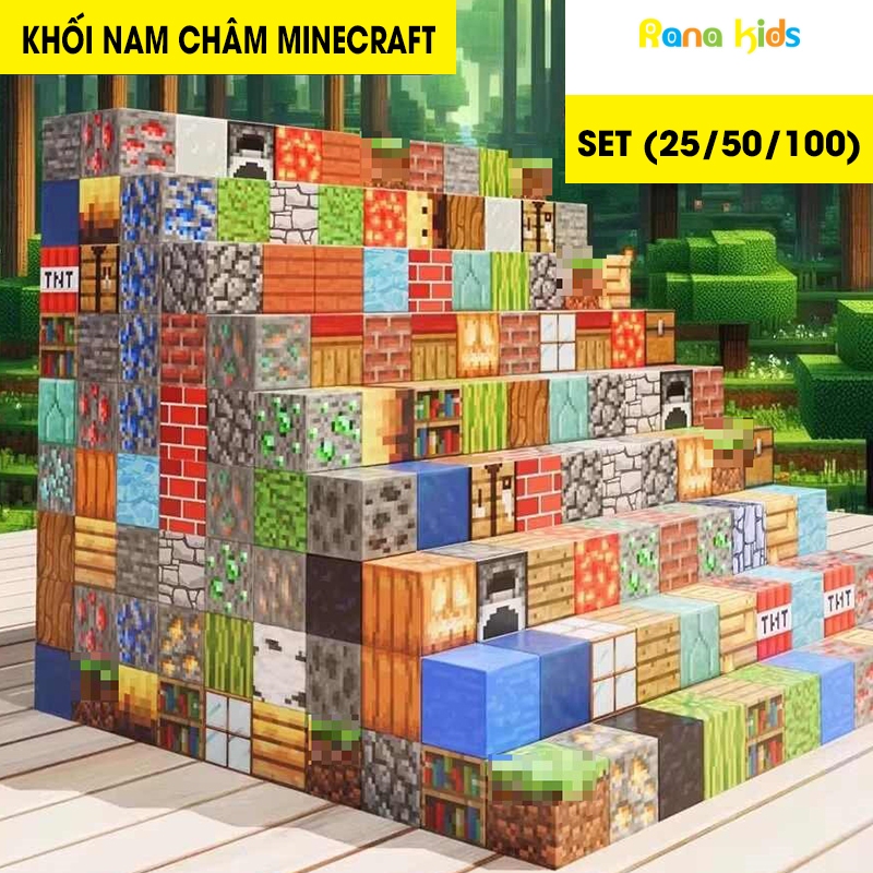 [Tặng 10 Nhân Vật]Đồ chơi khối từ tính Minecraft DIY, khối xây dựng mô ...