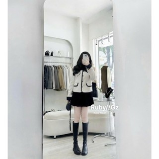 Áo Khoác Len Ép Nữ Dài Tay Mùa Đông Cổ Bẻ Trơn Basic Xinh Xắn Dễ Thương QCCC Cao Cấp