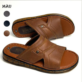 Dép Da Nam Cao Cấp IGU_M723,Dép May Quai Bản Trung Niên 3 Màu Cao Cấp.