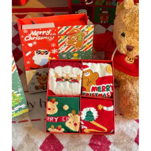 Set Combo 4 Đôi Tất Vớ Cổ Cao Noel Giáng Sinh Tone Xanh Đỏ Blindbox Quà Tặng Độc Đáo Dễ Thương Unisex