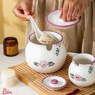 Hũ đựng mỡ đựng gia vị hoa lá mẫu mới có đủ kích cỡ ạ