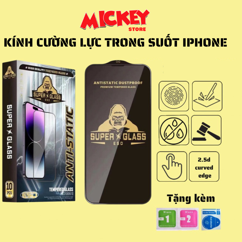Kính cường lực Kingkong cho IPhone 6G đến 17Promax -  cảm ưng mượt - chống xước - chống vân tay