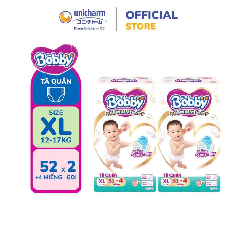 {Chính hãng } Tã bỉm quần Bobby Premium Soff full sz cho bé M, L, Xl, XXL
