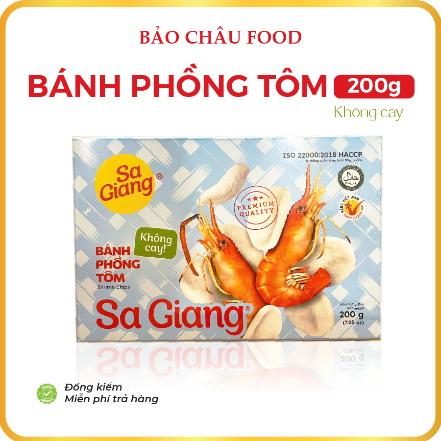 combo 5 hộp Bánh phồng tôm Sa Giang không cay hộp 200gr