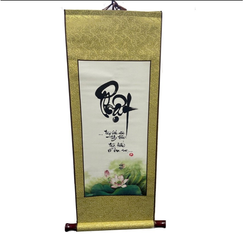 Tranh thư pháp ý nghĩa, tranh treo tường, bồi lụa, làm quà tặng khách hàng, chữ viết tay thủ công