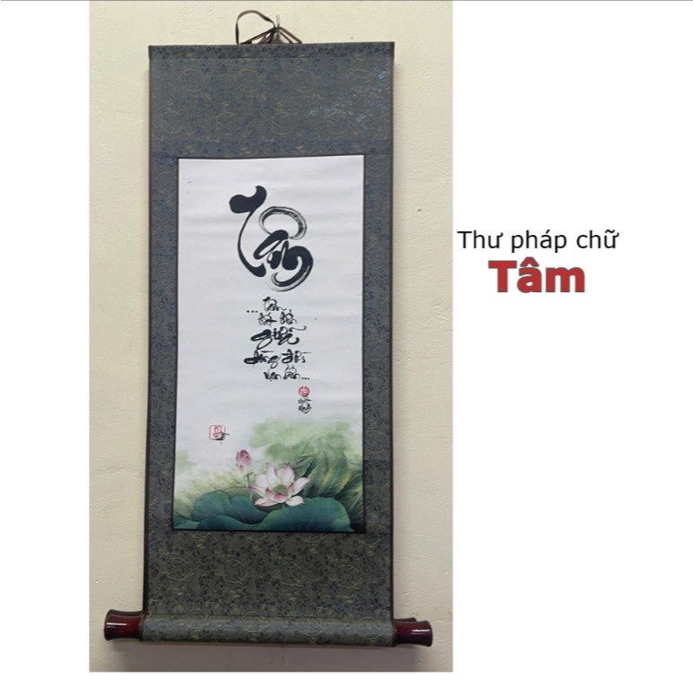 Tranh thư pháp ý nghĩa, tranh treo tường, bồi lụa, làm quà tặng khách hàng, chữ viết tay thủ công
