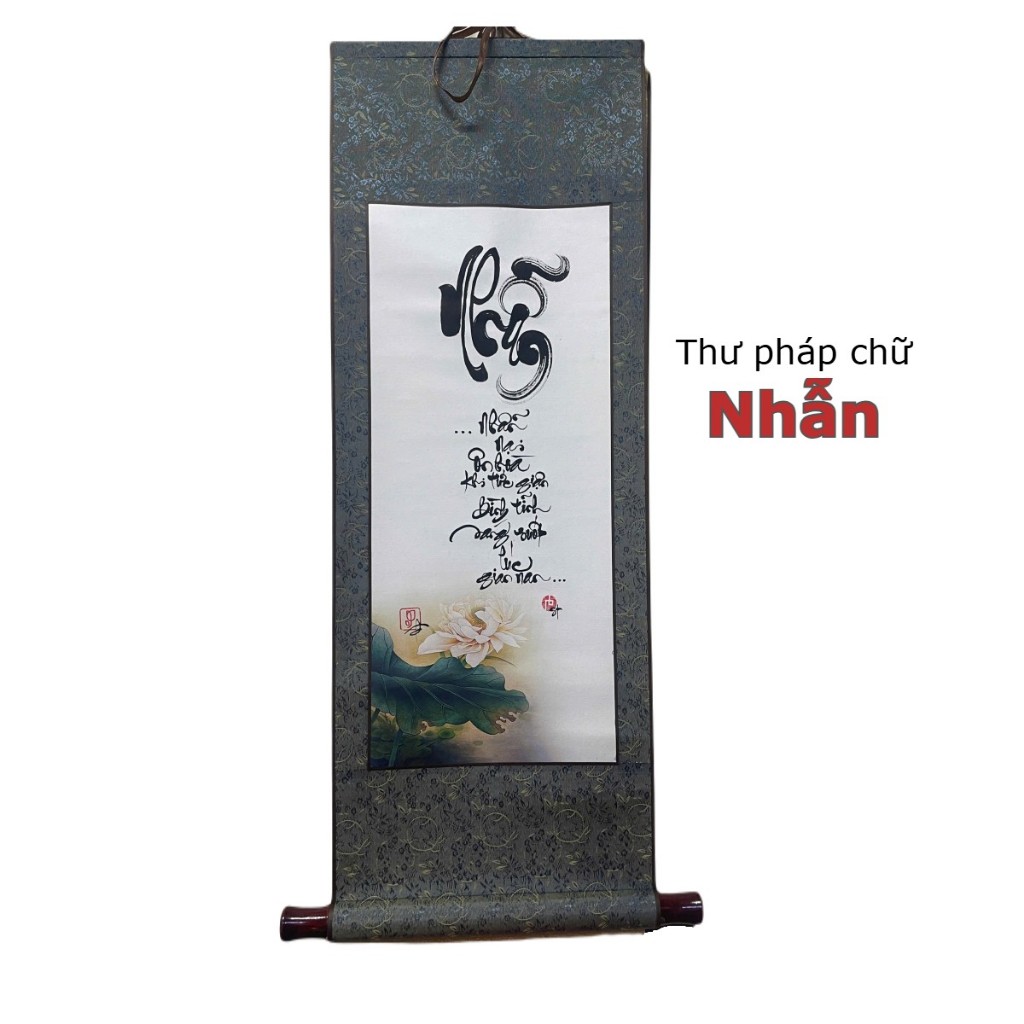 Tranh thư pháp ý nghĩa, tranh treo tường, bồi lụa, làm quà tặng khách hàng, chữ viết tay thủ công