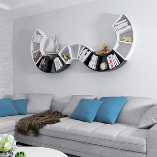 📚 [GIÁ XƯỞNG] Kệ Sách Treo Tường Uốn Cong 3 Ngăn – Kệ Gỗ Decor Phòng Khách, Phòng Ngủ