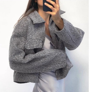 áo Khoác dạ len Zara made in Morocco dáng lửng túi hộp cá tính
