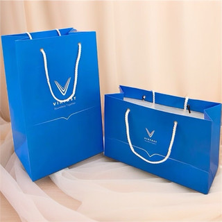 Túi giấy đựng quà Vinfast, sang trọng, dày chắc, màu xanh blue thương hiệu. Vinfast souvenir bag