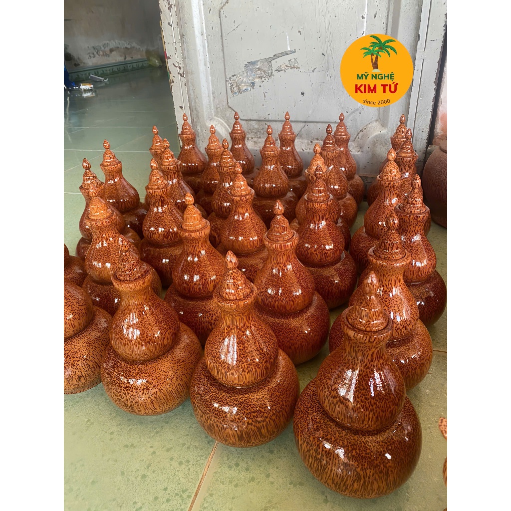 Bình Hồ Lô Gỗ Dừa Dùng Đựng Rượu, Trang Trí Phong Thủy Tài Lộc, Trang Trí Bàn Tiệc, Quà Tặng Độc Đáo - KIM TỨ