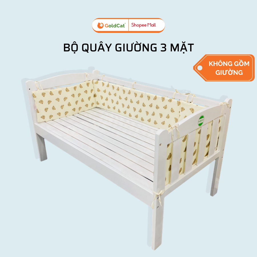 Ảnh Quây Giường Cũi Ghép 3 Mặt GOLDCAT Bao Gồm Ruột Bông Và Vỏ Chất Vải Cotton Mềm Mát, Cắt May Theo Yêu Cầu 1