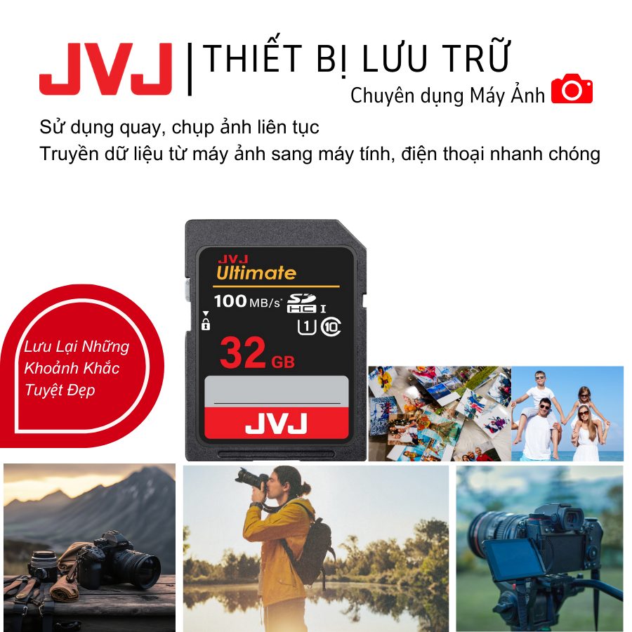Ảnh Thẻ Nhớ SD 32GB JVJ Ultimate Class 10 -Chuyên Dụng Cho Máy Ảnh, Máy Tính -Tốc Độ Lên Đến 100Mb/s -Bảo Hành 9 Năm 1 Đổi 1 3