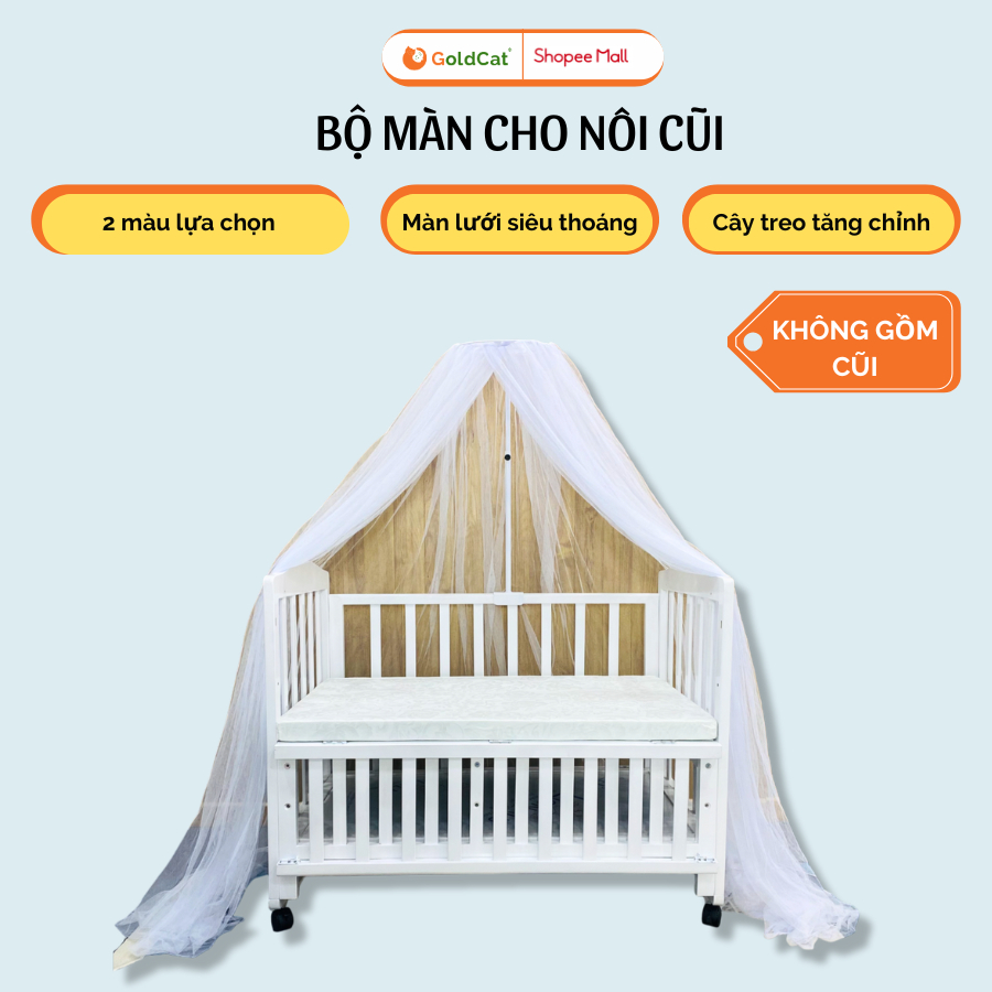 Ảnh Màn Cũi Cho Bé GOLDCAT Và Cây Treo, Mắt Lưới Thoáng Khí Chống Muỗi Và Trùng,Khung Treo Tăng Chỉnh Độ Cao Thông Minh 1
