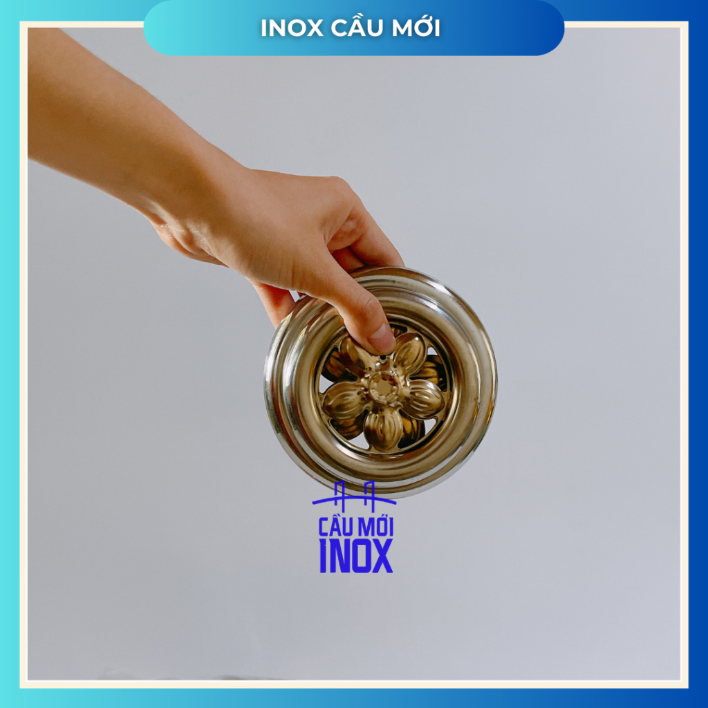 Vòng hoa mai 5 cánh inox 304, kích thước 100mm,120mm, phụ kiện trang trí cổng, ban công, hàng rào