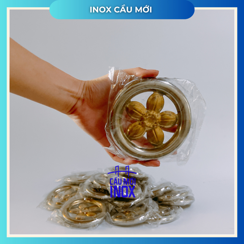 Vòng hoa mai 5 cánh inox 304, kích thước 100mm,120mm, phụ kiện trang trí cổng, ban công, hàng rào