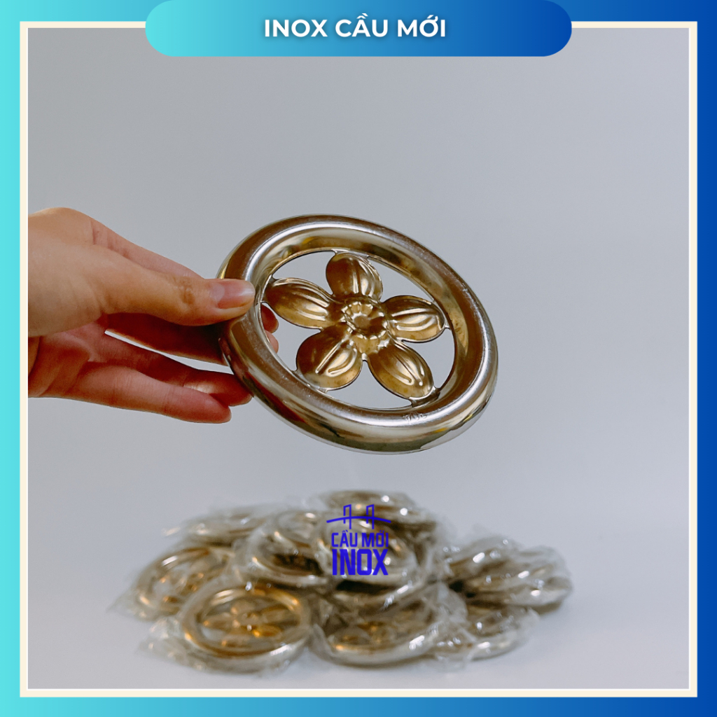Vòng hoa mai 5 cánh inox 304, kích thước 100mm,120mm, phụ kiện trang trí cổng, ban công, hàng rào