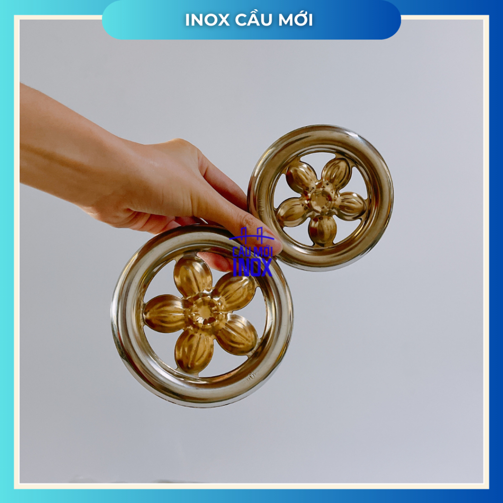 Vòng hoa mai 5 cánh inox 304, kích thước 100mm,120mm, phụ kiện trang trí cổng, ban công, hàng rào