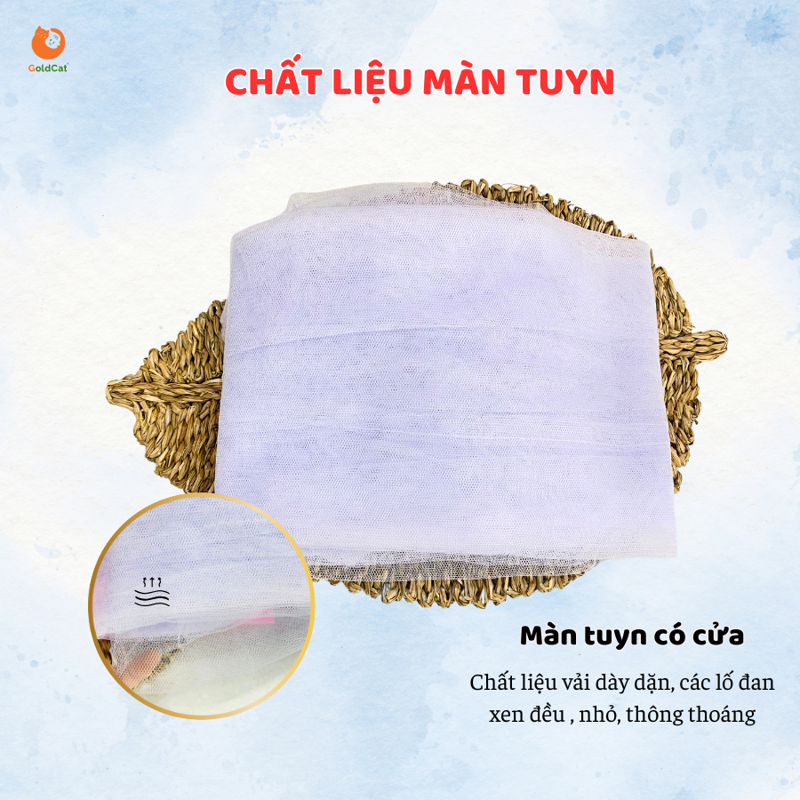 Ảnh Màn Cũi Cho Bé GOLDCAT Và Cây Treo, Mắt Lưới Thoáng Khí Chống Muỗi Và Trùng,Khung Treo Tăng Chỉnh Độ Cao Thông Minh 4