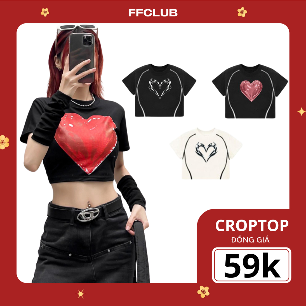 [Thanh lí Xả kho ] ÁO THUN FFCLUB CROPTOP MIX