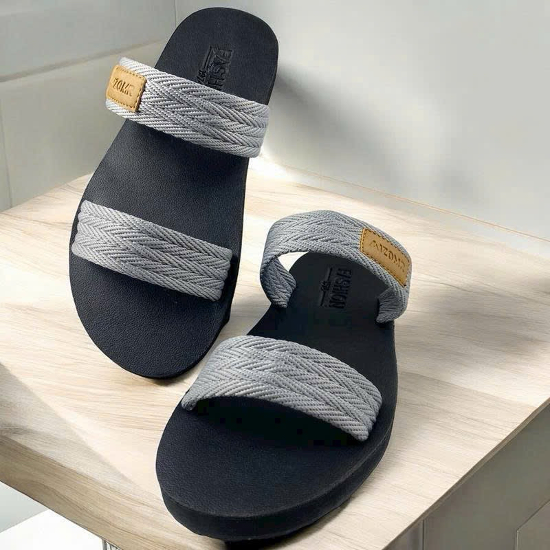 Dép Sandal Thiết Kế Quai Dù Ngang Nam - Nữ Thời Trang 4 màu xám tro.đen .đen đỏ .xám cam