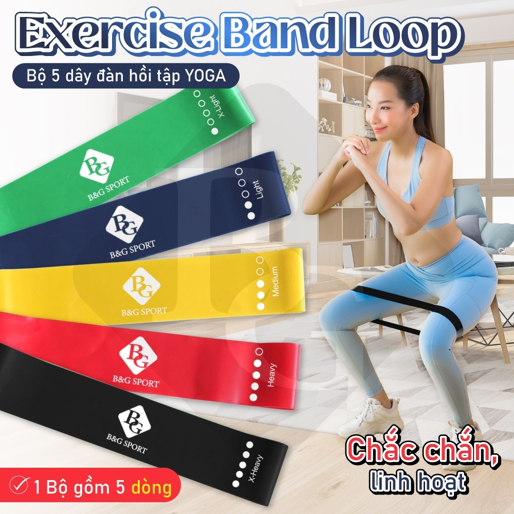 Ảnh KOL - BG Bộ 5 Dây đàn hồi kháng lực đa năng cao cấp tập Gym/Yoga 1