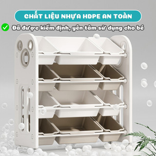 Kệ Đựng Đồ Chơi Đa Năng Cho Bé 4 Tầng 3 Hộc, Giá Để Đồ Dùng Tiện Lợi Chắc Chắn Thiết Kế Đáng Yêu Mới 2026