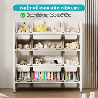 Kệ Đựng Đồ Chơi Đa Năng Cho Bé 4 Tầng 3 Hộc, Giá Để Đồ Dùng Tiện Lợi Chắc Chắn Thiết Kế Đáng Yêu Mới 2026