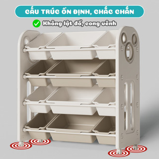 Kệ Đựng Đồ Chơi Đa Năng Cho Bé 4 Tầng 3 Hộc, Giá Để Đồ Dùng Tiện Lợi Chắc Chắn Thiết Kế Đáng Yêu Mới 2026