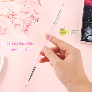 Cọ vẽ hai đầu, cọ vẽ hồng, cọ vẽ đi nét, Cọ vẽ đầu dẹt thân gỗ - Phụ kiện, họa cụ