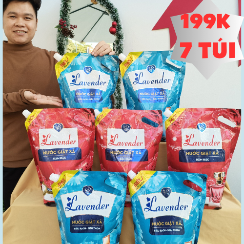 COMBO 7 TÚI nước giặt xả LAVENDER đậm đặc 1700ML X7 hương nước hoa đam mê, nắng mai, visaan01