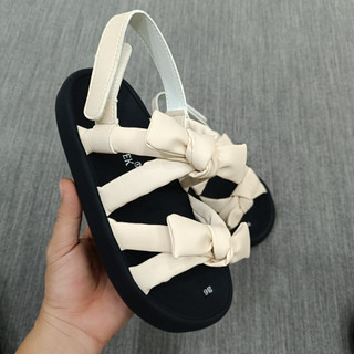 Giày Sandal Nữ 2 Quai Phối Nơ,Dép Quai Hậu Da Mềm Phong Cách Hàn Quốc.
